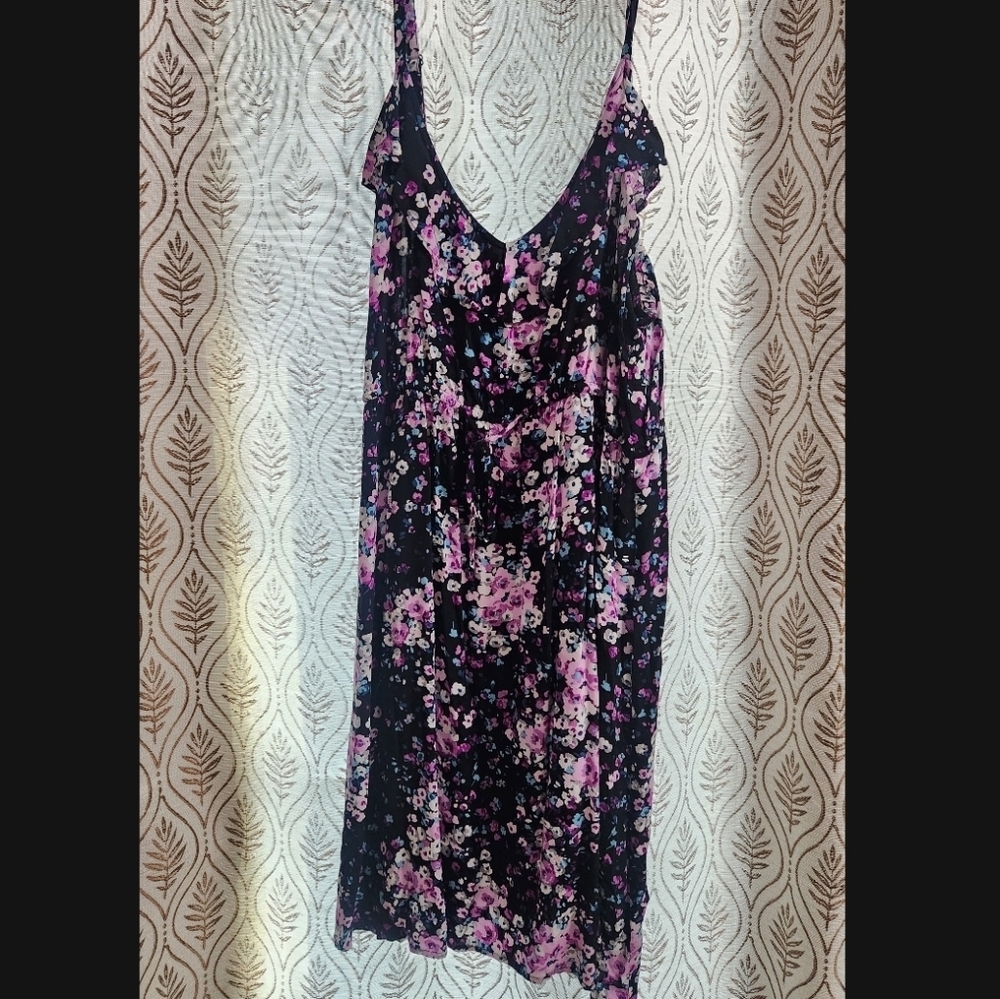 torrid Black Floral Dress with Pink, Purple & Blue Accents